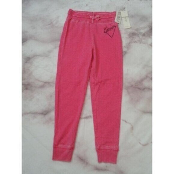 New with tags Guess girls youth medium pink jogger sweatpants Retails $36.50 - Picture 1 of 5